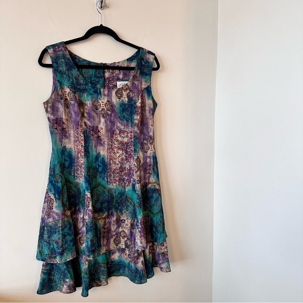Vintage “Allegra” Floral Watercolour Tiered Dress - Picture 4 of 14